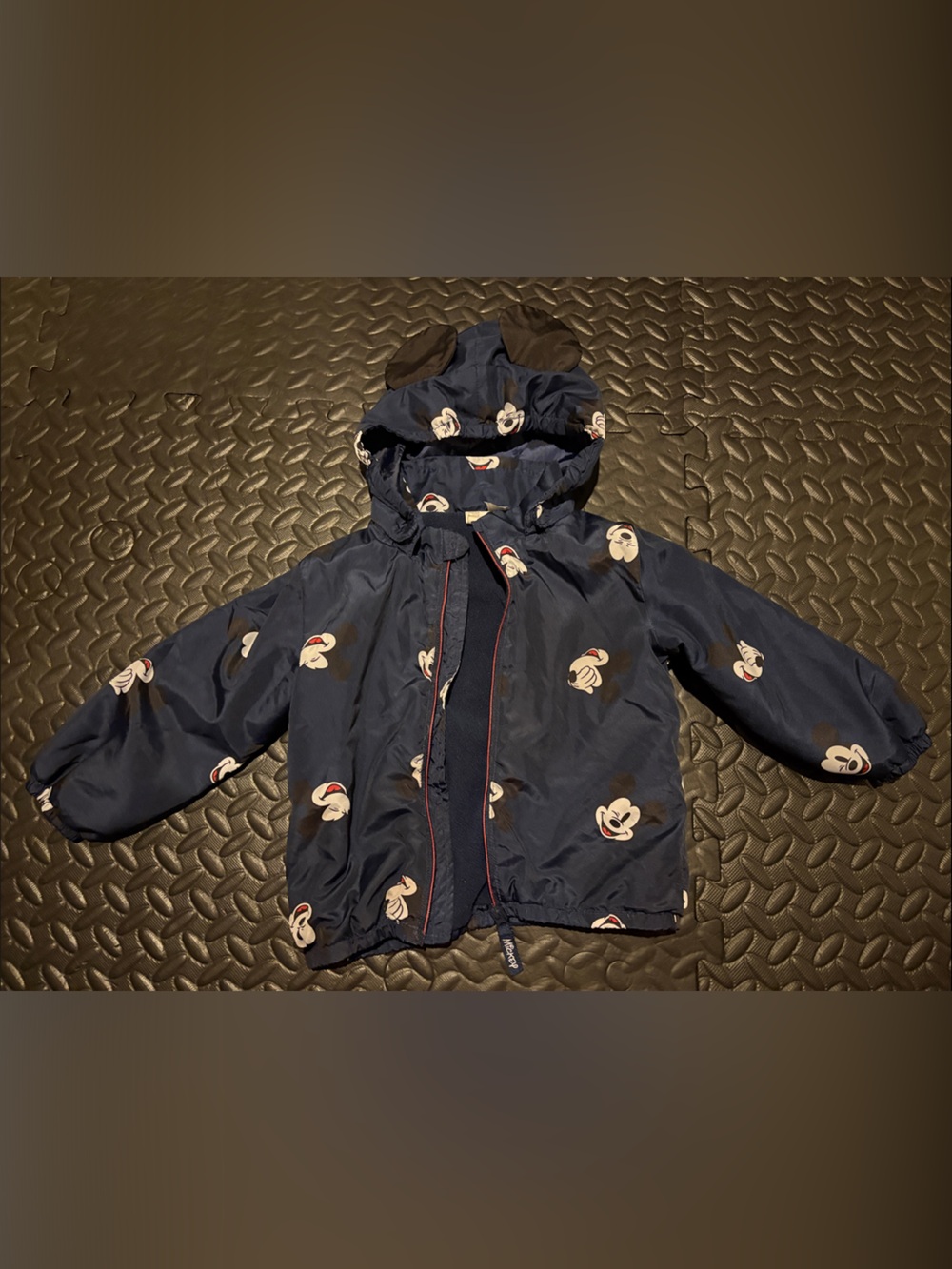 Navy Kids Hooded Jacket with Mickey Mouse Print